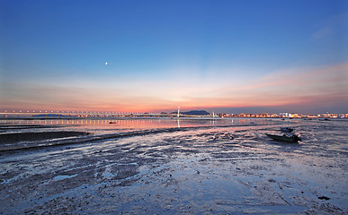 Image showing sunset in hongkong and kong sham western highway