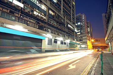 Image showing Modern Urban City with Freeway Traffic at Night, hong kong 