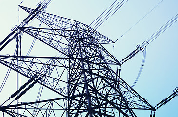 Image showing power transmission tower on sky 