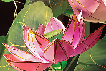 Image showing lantern of lotus blossom bunch in a festival 