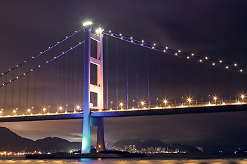 Image showing Tsing Ma Bridge in Hong Kong at night