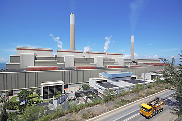 Image showing coal fired power station and car moving