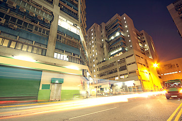 Image showing Modern Urban City with Freeway Traffic at Night, hong kong 