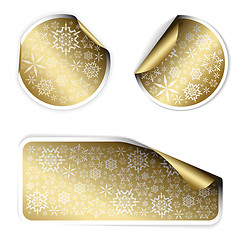 Image showing Golden Christmas labels and stickers