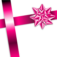 Image showing Pink bow on a pink ribbon 