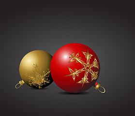 Image showing Red and golden Christmas bulbs 