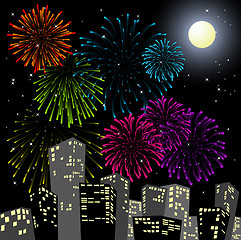 Image showing Fireworks in the centre of the city 
