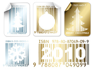 Image showing Set of business Christmas silver and golden labels