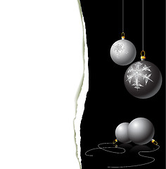 Image showing Christmas card - black and white bulbs