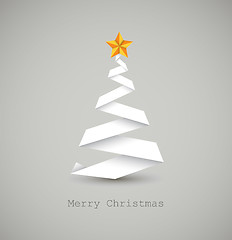 Image showing Simple vector christmas tree made from white paper stripe