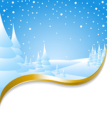 Image showing Christmas card with snowy landscape