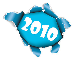 Image showing Hole into New Year 2010