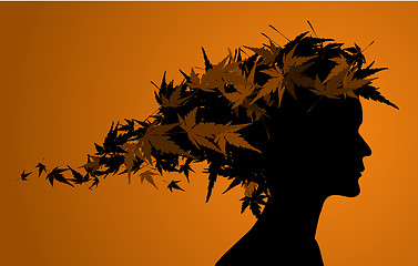 Image showing Autumn floral girl silhouette 