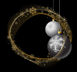 Image showing Black and Silver Christmas bulbs 