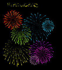 Image showing Set of fireworks illustrations 