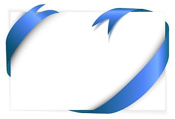Image showing Blue ribbon around blank white paper