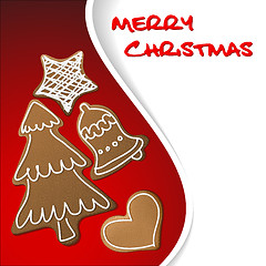 Image showing Christmas card with gingerbreads 