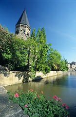 Image showing River and Temple neuf church, Metz town, Lorraine, France