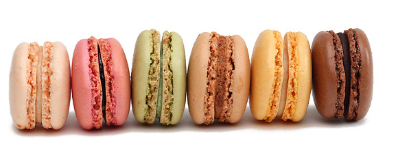 Image showing Row of macarons