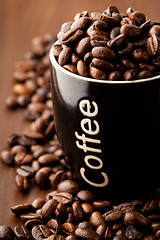 Image showing Coffee beans and a coffee mug