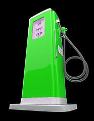 Image showing Green gas pump isolated over black