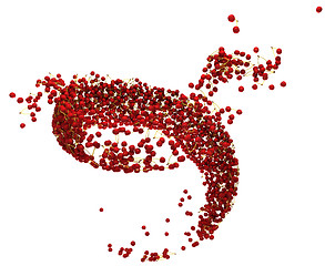 Image showing Ripe fruits: Red cherry flow isolated