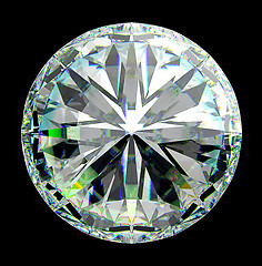 Image showing Top view of round diamond with green sparkles 