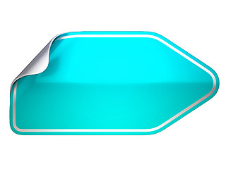 Image showing Turquoise bent sticker or label on white 