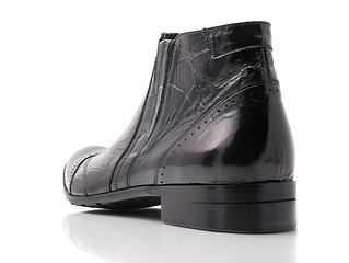 Image showing Black leather mens boot