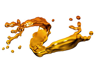 Image showing Splash of melted gold with drops
