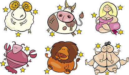 Image showing six overweight zodiac signs