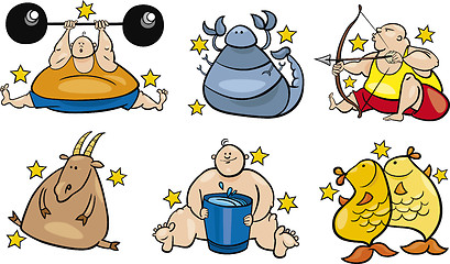 Image showing six overweight zodiac signs