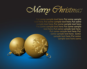 Image showing Golden Christmas bulbs with snowflakes ornaments