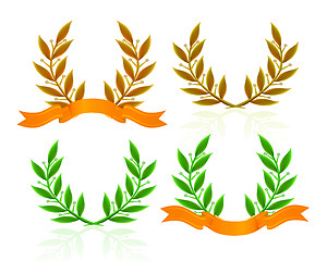 Image showing Laurel wreath with ribbon