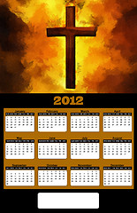 Image showing 2012 Flaming Christian Cross Painting Calendar