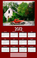 Image showing 2012 Vintage Car on Red Brown Calendar