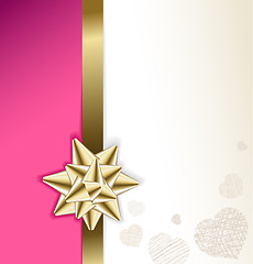 Image showing Valentine card with golden bow 