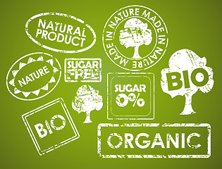 Image showing Set of stamps for organic food