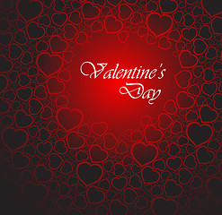 Image showing Love vector background made from red hearts 