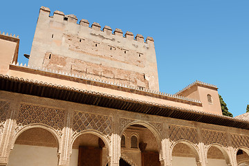 Image showing Comares Tower and Courtyard of the Myrtles in Granada