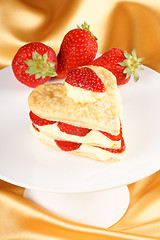 Image showing Strawberry and custard millefeuille