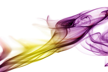 Image showing Purple-yellow smoke in white background