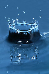 Image showing Blue Water Drop Splashing with Waves