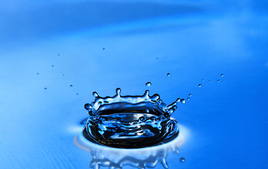 Image showing Blue Water Drop Splashing with Waves