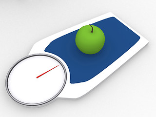 Image showing 3d apple on a weight scale 