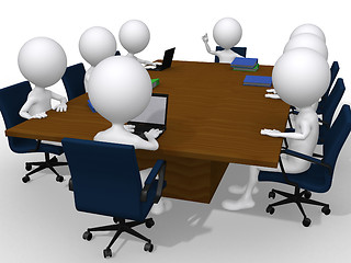 Image showing 3d group discussion on a business meeting in a modern office 