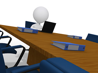 Image showing 3d businessman waiting in meeting room in corporate office