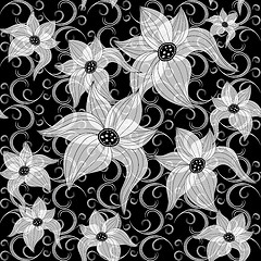 Image showing Black and white effortless floral pattern