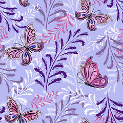 Image showing Gentle violet seamless floral pattern