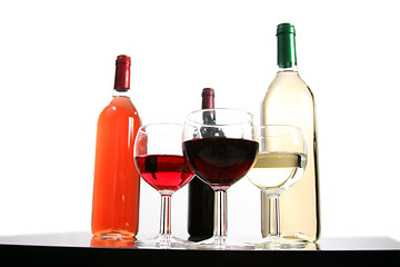 Image showing Red, rose and white wine, drink photo